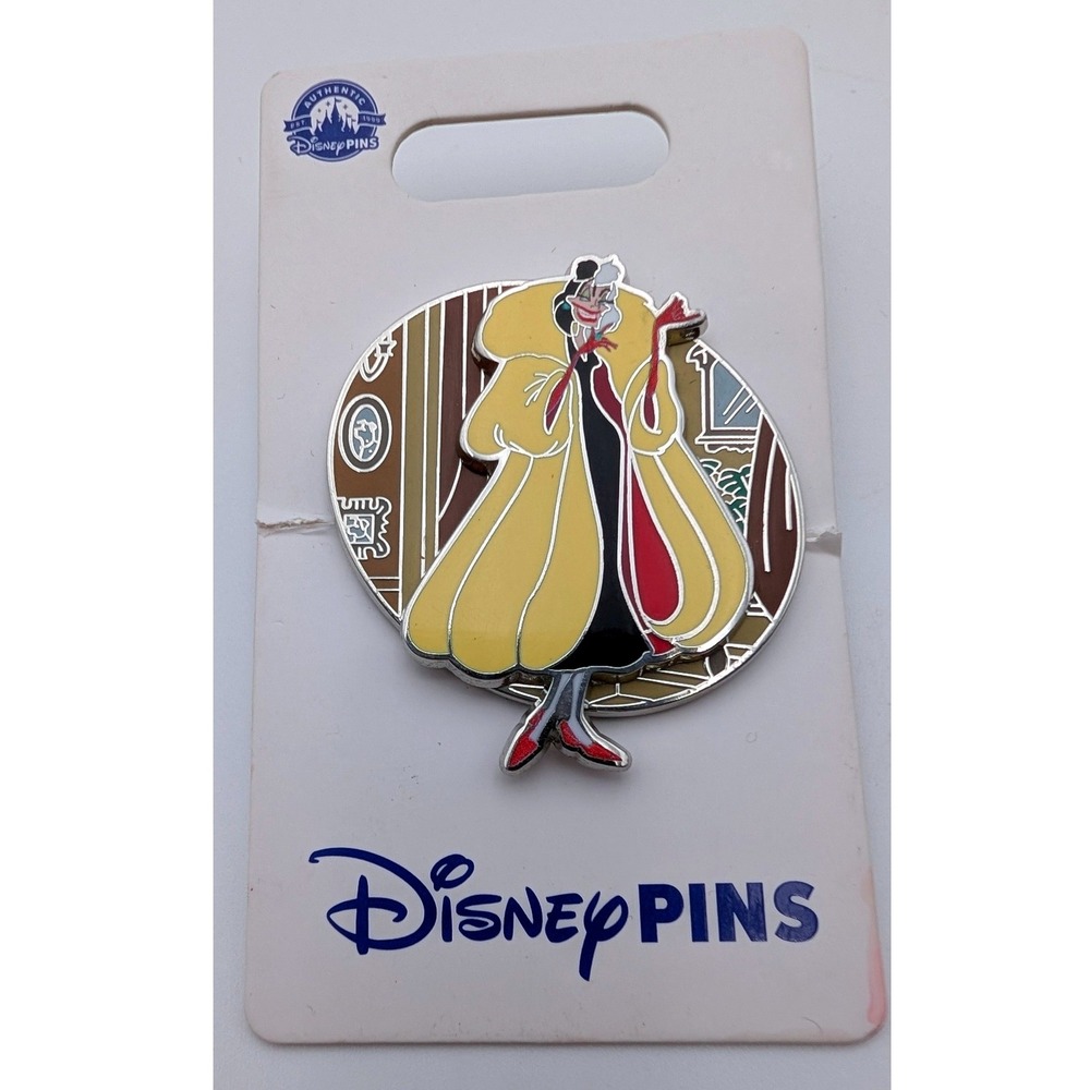 Disney Parks Cruella De Vil 101‎ Dalmatians Enamel Pin Yellow Coat Villain New